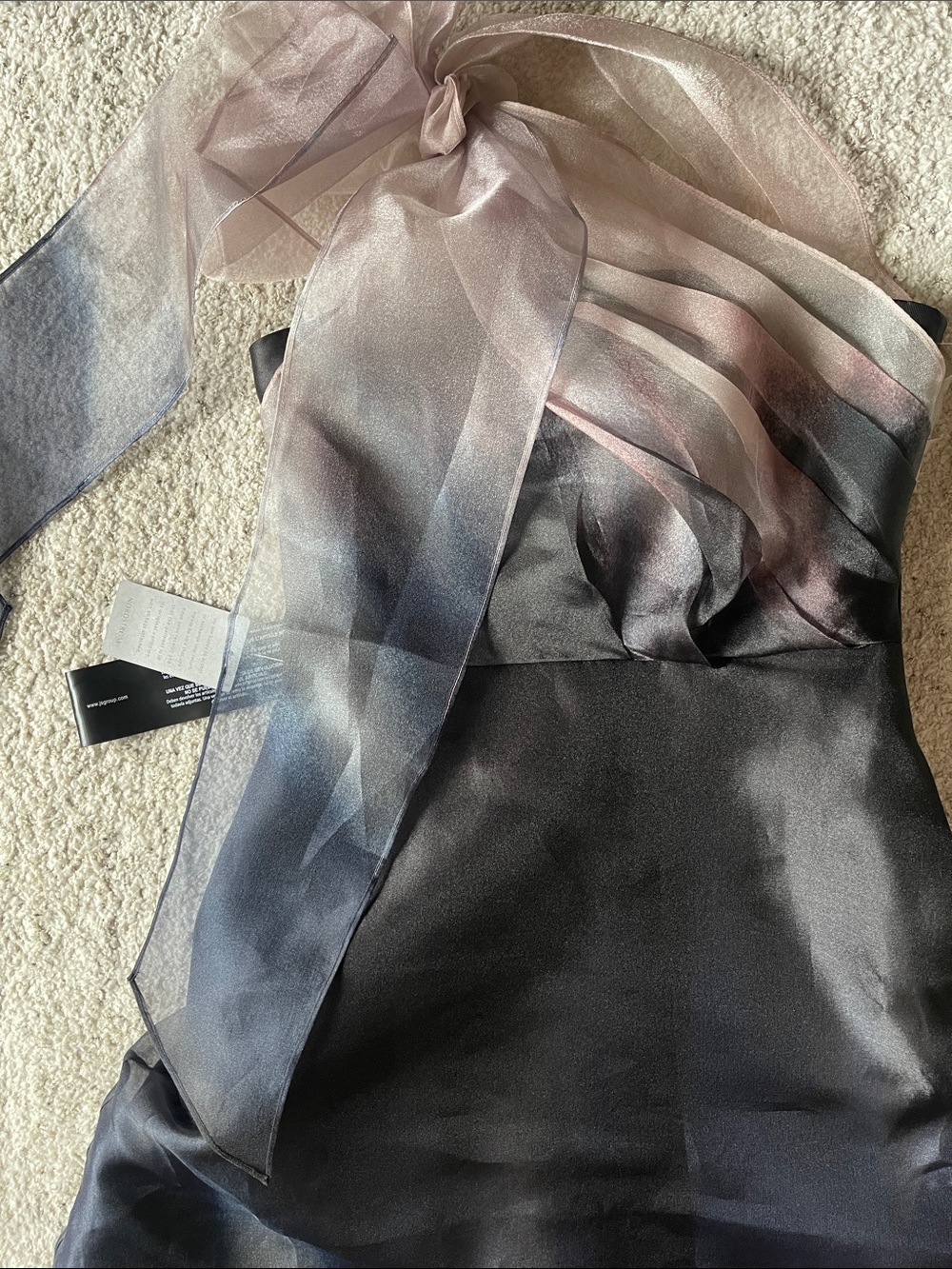 Kay Unger Victoria Ombré One Shoulder Satin Gown Dress - Picture 6 of 11
